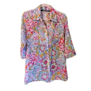 Magazine Womens Floral‎ Long Sleeve Blouse, Size L